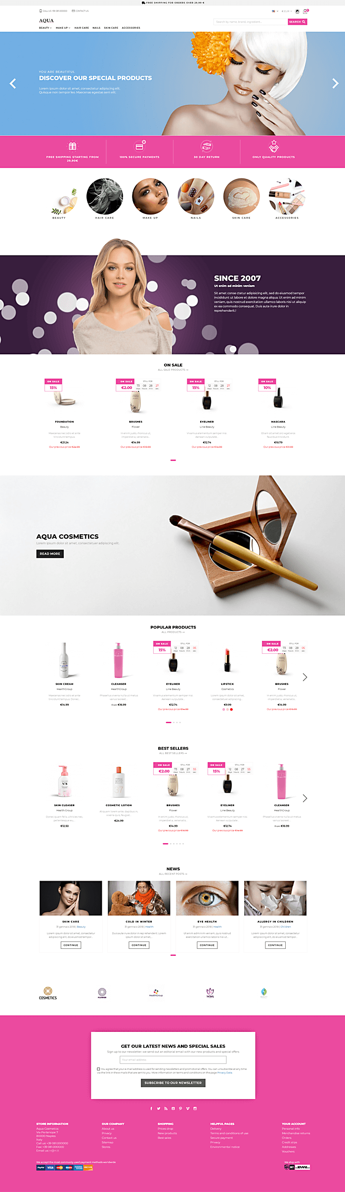 Aqua for cosmetics, beauty, perfumes, sex toys