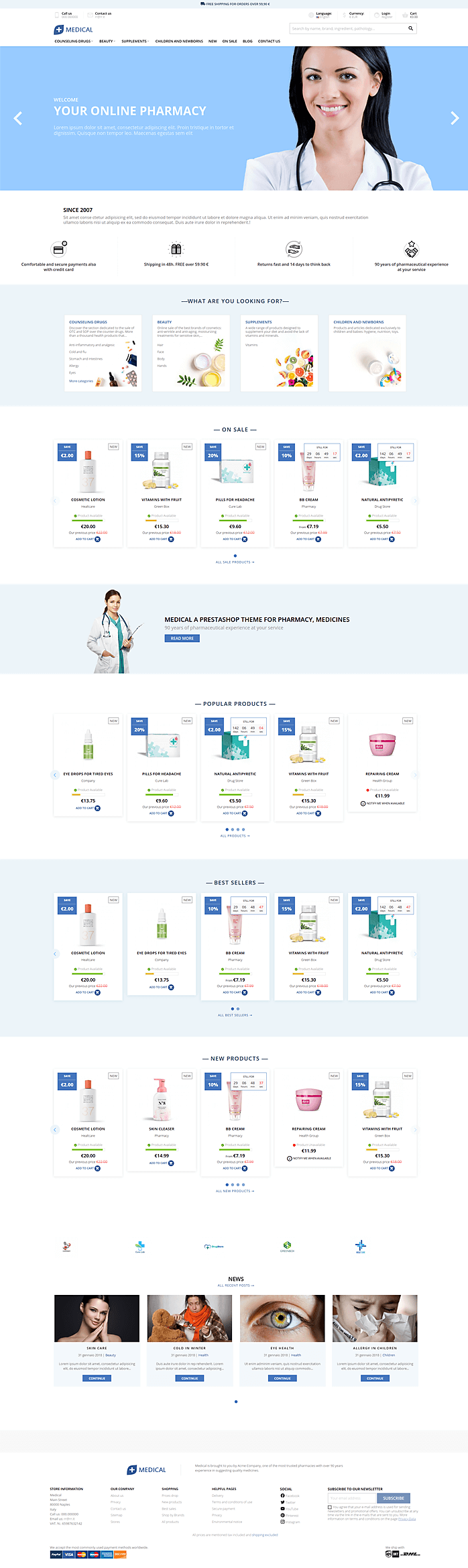 Medical for pharmacy, health and medical stores